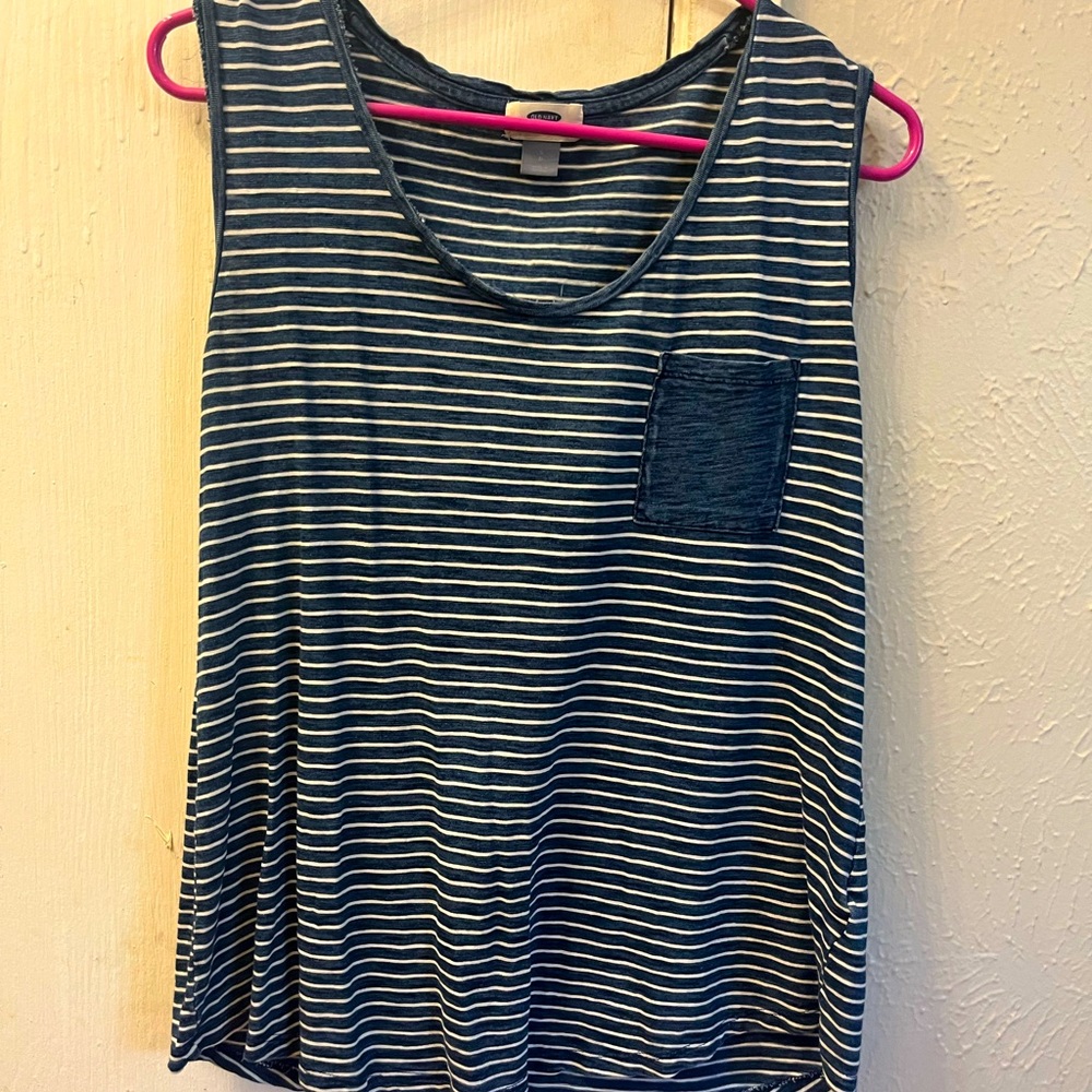 Navy & white striped Old Navy tank